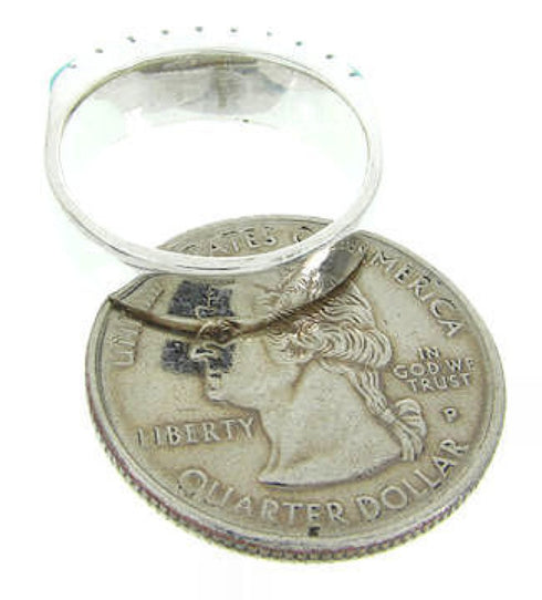 Turquoise Inlay And Genuine Sterling Silver Ring Size 8-1/4 CW63689